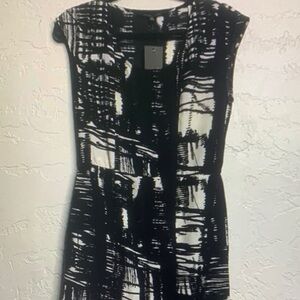 Monochrome Abstract Midi Dress